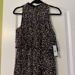 Adrianna Papell Black Multi Beaded Halter Gown